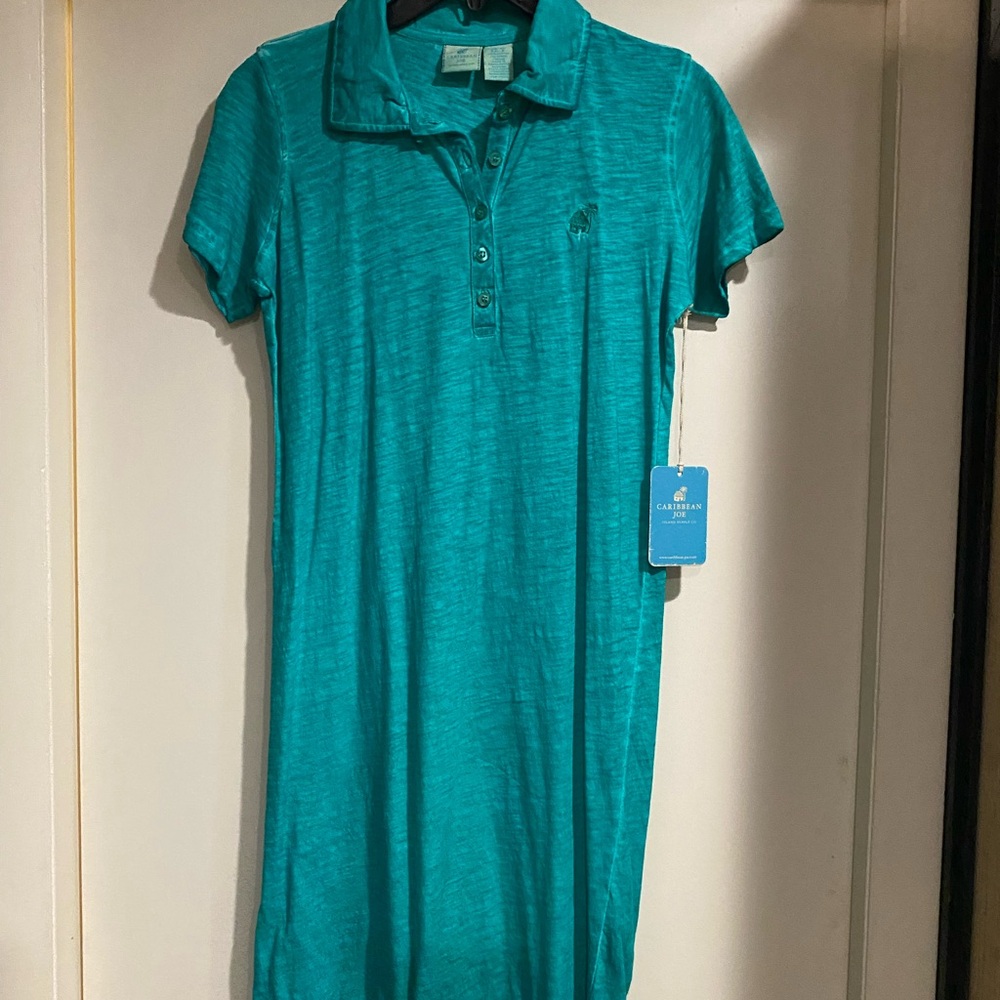 Caribbean Joe Teal Polo Dress NWT Small.